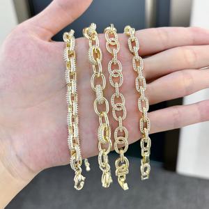 Jxx Fashion Jewelry Bracelet cubain Infinity Hip Hop entièrement serti de pierres, en laiton plaqué or, Bracelets/Bangles à breloques - Product Image 2