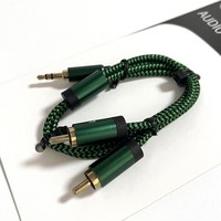 Cable de Audio de 3.5mm a Doble RCA, Chapado en Oro, Directo de Fábrica, con Revestimiento de PVC, para Micrófono, Teléfono, Altavoz, Amplificador
