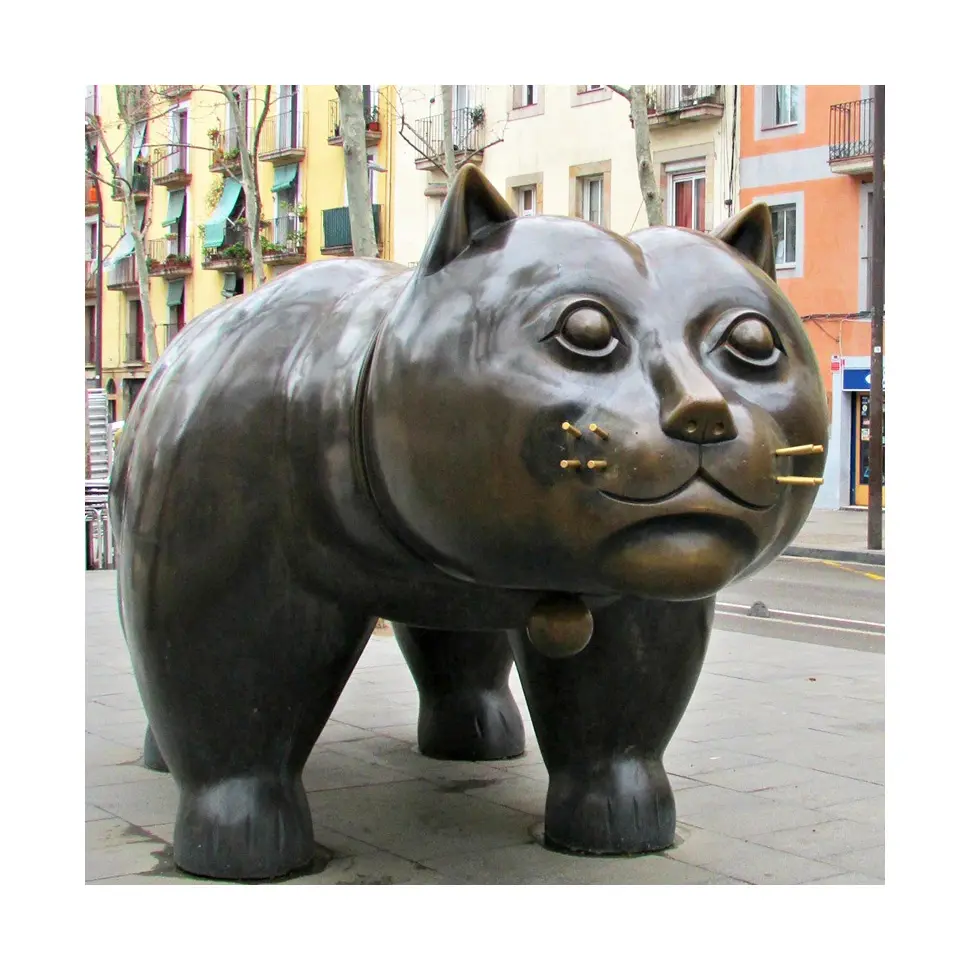 Patung Kucing Perunggu Besar Gaya Fernando Botero