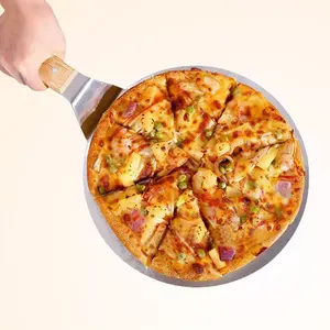 عرض مميز على مقشر البيتزا المقوَّى بالألومنيوم بحجم 10 بوصات بمقبض خشبي ، بحجم 10 بوصات ، مصنوع من الفولاذ المقاوم للصدأ ، مناسب للبيتزا