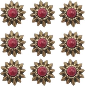 CABODYALS Pcs MM Remaches Decorativos de Cuero, Remaches Rojos con Tornillo, Botones Metálicos Retro en Forma de Girasol para Reparación de Maletas - Product Image 1