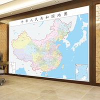 Papier peint floral imperméable pour bureau, salon, carte du monde de Chine, fond de réception, murale culturelle pour étude