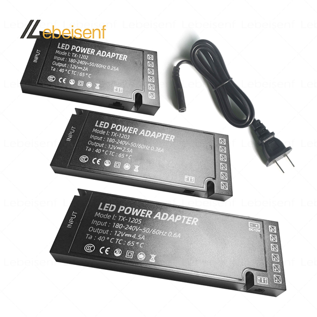 LED Drive Power Supply 180-240V AC to DC 12V 24W 36W 60W Shoes Book Wine Show Cabinet Constant Voltage Lamp Lighting Transformer