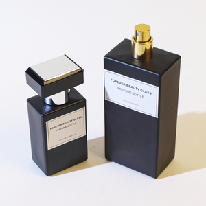 Flacone di Profumo di Lusso Riutilizzabile da 30ml 50ml 100ml, Bottiglia Quadrata in Vetro Pesante Nero Opaco Personalizzabile per Colonia - Product Image 5