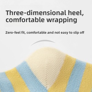 Calzini per Neonati <span class=keywords><strong>a</strong></span> Mezza Gamba in Cotone Jacquard Sottile Antibatterico con Motivi <span class=keywords><strong>a</strong></span> <span class=keywords><strong>Righe</strong></span> in Stile Coreano per Bambini e Bambine, Nuova Collezione Primaverile - Product Image 3