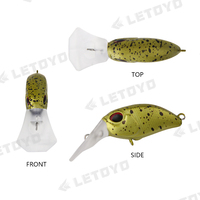 LETOYO Mini leurre à manivelle Leurre de pêche 2.8g 30mm Leurres de pêche à l'achigan 3D Simuiation Eyes Slow Sinking Wobbler Artificial Crank Bait