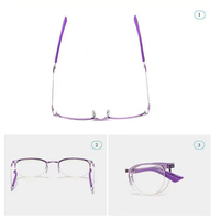 Nouveau rond carré métal pliable Anti bleu correcteur loupe lunettes mince optique cadres lunettes de lecture avec étui