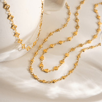 Collier unisexe en acier inoxydable plaqué or en forme de cœur et d'étoile, bijoux superposés tendance, fabriqué à Yiwu