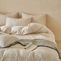 Ensemble quatre pièces en dentelle transparente style princesse, coupe coussin, blanc crème, couleur unie, nouveau style, en polyester doux