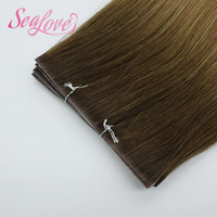 Extensions de cheveux à clipser 100% cheveux humains Remy double épaisseur couleur racine foncée personnalisable lisses qualité professionnelle salon