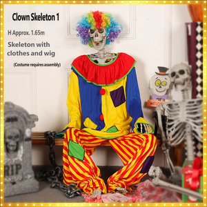 Disfraz de Esqueleto Payaso del Día de Muertos Mexicano, para Halloween, Casa Embrujada, Escape Room, Bar de Terror, Juego de Misterio de Asesinato - Product Image 5