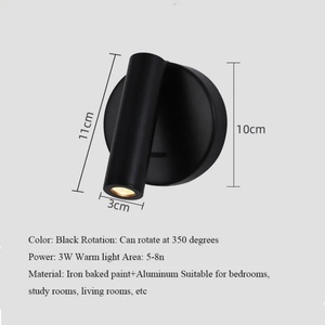 Indoor Bedside Headboard Reading <b>Light</b> Rotatable <b>Remote</b> <b>Control</b> Wall Lamp Shabbat with Window Hotel Bedroom - Product Image 3