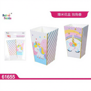 Set di 3 Scatole per Popcorn a Forma di Unicorno Peiyong Modello 61655 Perfette come Gadget per Eventi e Feste - Product Image 1