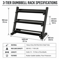 10 paires de supports d'haltères à 3 niveaux, robustes, compacts, gain de place, solution de rangement en acier pour l'entraînement musculaire