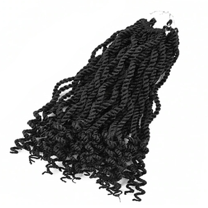 Trenzas pretorcidas de ganchillo onduladas senegalesas de 12 pulgadas <span class=keywords><strong>con</strong></span> extremos ondulados Extensión de cabello sintético para mujeres negras - Product Image 5