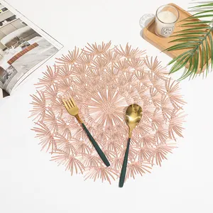 Dandelion Round Wedding Pressed Vinyl Placemat Polyester Metallic Gold Placemats Table Decorative Crafts