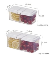 Conteneurs de rangement compartimentés transparents en plastique pour réfrigérateur, style minimaliste, 401-500 ml, en stock, vente en gros