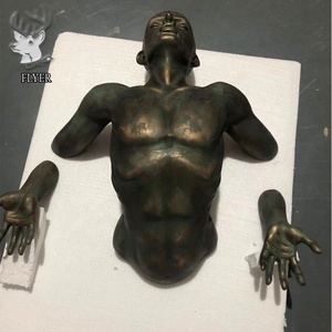 Extérieur Intérieur Personnalisé Taille Réelle Sculpture En Métal Bronze Type Mural Grande Taille Buste En Bronze <span class=keywords><strong>Humain</strong></span> Statue D'homme <span class=keywords><strong>Nu</strong></span> - Product Image 3