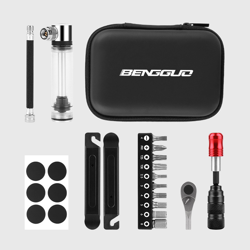 Ratchet wrench kit, tire patch, 1686 transparent pump