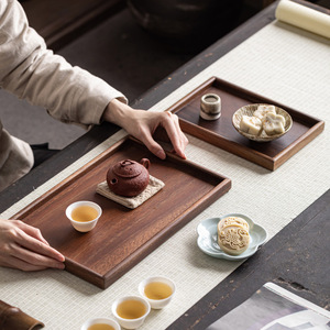 Walnut wood <b>tea</b> <b>tray</b>, Kung Fu <b>tea</b> set storage <b>tray</b>, rectangular coffee <b>tray</b>, household fruit plate, <b>tea</b> and snack <b>tray</b> - Product Image 4
