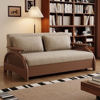 Nuevo Sofá Cama de Madera Maciza, Sofá Cama Extensible Multifuncional de Terciopelo con Almacenamiento, Muebles de Sala de Estar para Apartamentos Pequeños