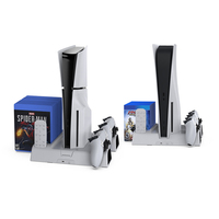 Base de charge multifonctionnelle avec refroidissement et lumière bleue, base de charge pour manette de jeu, support de stockage de disques pour PS5 Slim