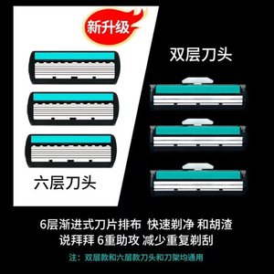 Six Layer Manual <b>Razor</b> Blade For Men Imported Stainless Steel Shaver <b>Head</b> 6 Blade Design Quick Shave - Product Image 1