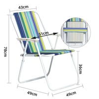 Chaise de camping inclinable robuste à l'extérieur avec accoudoirs et chaise de plage haute pliante légère et respirante