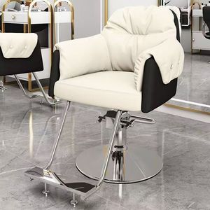 Fauteuil de coiffure haut de gamme en acier inoxydable avec fonction de levage et de rotation, conçu pour les salons, doté d'une base épaissie. - Product Image 3