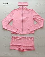 Ensemble 3 pièces d'été pour femme : haut court, veste zippée et short – Tenue de sport personnalisable avec broderie