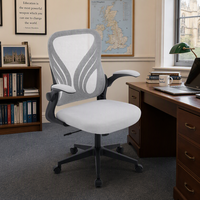 Chaise de bureau moderne ergonomique Dossier pliable et accoudoirs rabattables Chaise de bureau pour ordinateur avec mousse à mailles et tissu