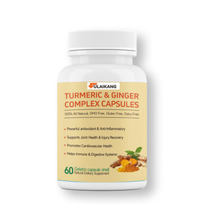 Cápsulas de Cúrcuma y Jengibre, 100% Naturales, Sin GMO, Sin <span class=keywords><strong>Gluten</strong></span>, 60 Unidades, Marca Privada - Product Image 1