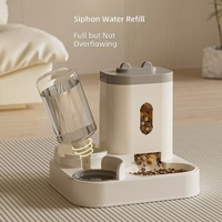 Distributeur d'eau et de nourriture automatique portable 2-en-1 pour chat, 2,5 L, en plastique, avec bol à motif uni, adapté aux chiens, emballé