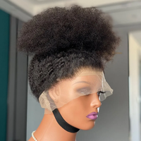 Perruque en cheveux humains afro crépus bouclés en dentelle 360 Full HD pour femmes noires, pré-épilée avec une ligne de cheveux 4C, perruque sans colle, perruque frontale afro