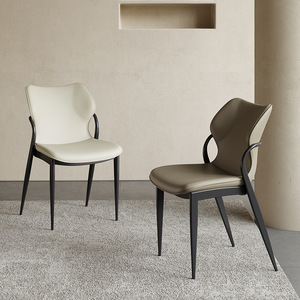 Silla de Comedor de Diseño Italiano Moderno y Minimalista, con Asiento y Respaldo Tapizados en Cuero, para Islas de Cocina - Product Image 2