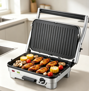 Grill électrique Anbolife à prix avantageux, 4 tranches, 1800W, plaques amovibles double face, antiadhésives, 90° °   &180 °   Grill à sandwichs ouverts - Product Image 5