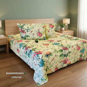 Modern Style Rangbirangi 100% Cotton <b>Bedding</b> <b>Set</b> 110x110 <b>Stripes</b> Floral Embroidery Sheet Pillowcase <b>Set</b> Grade A 400TC - Product Image 2