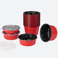Bol à soupe rond jetable de haute qualité avec double couleur et couvercle transparent, compatible micro-ondes
