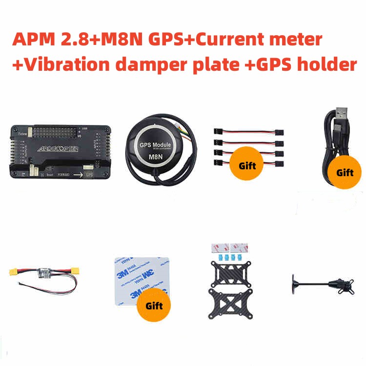 APM 2.8+M8N GPS+มิเตอร์วัดกระแสไฟฟ้า+แผ่นสั่นสะเทือน+ที่ยึด GPS