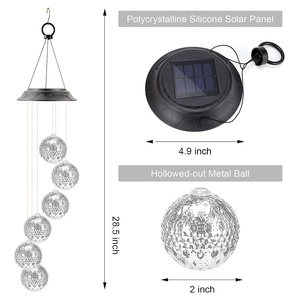 โมโรคันโซลาร์วินด์ชิมไฟ LED สีสันสดใสแบบแขวนสำหรับตกแต่งสวนกลางแจ้ง หลอดไฟแขวนกันน้ำ ดีไซน์อาร์ตเดโค - Product Image 4