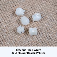 Manik-manik Bunga Ukiran Cangkang Alami Trochus Shell Putih Mutiara Cangkang Merah Muda Manik-manik Bunga Longgar untuk Pembuatan Perhiasan DIY