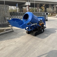 Mini mélangeur de ciment et de béton entièrement hydraulique de type chenillé, machine à mélanger le mortier, dumper sur chenilles avec moteur et propulseur