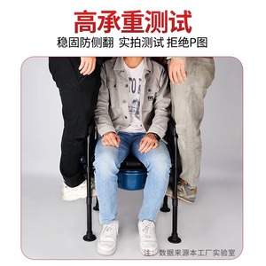 Toilet <b>Chair</b> Aluminum Alloy 150kg Load Capacity Portable For Home Use With <b>Padded</b> Seat And Backrest - Product Image 3