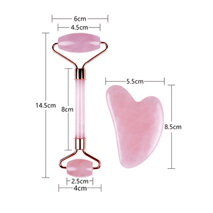 Gmagic Set di strumenti di bellezza al quarzo rosa naturale <span class=keywords><strong>Kit</strong></span> di cristallo rosa massaggiatore per la pelle viso Guasha pietra giada rullo viso e Gua Sha - Product Image 5