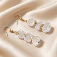 Boucles d'oreilles pendantes en pierre naturelle brute, boucles d'oreilles irrégulières en pierres précieuses brutes pour femmes, à porter au quotidien et pour les soirées