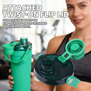 Paket kustom botol pengocok besi tahan karat terisolasi antibocor dengan tempat penyimpanan dasar untuk minuman Protein kebugaran - Product Image 4