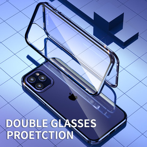 360 del metallo Della Cassa Del Telefono Magnetico <span class=keywords><strong>Per</strong></span> il <span class=keywords><strong>iPhone</strong></span> 12 <span class=keywords><strong>11</strong></span> Pro Max <span class=keywords><strong>Per</strong></span> il <span class=keywords><strong>iPhone</strong></span> XR X XS Max 6 6S 7 8 più il Doppio Lato Della Copertura di Vetro Temperato - Product Image 3