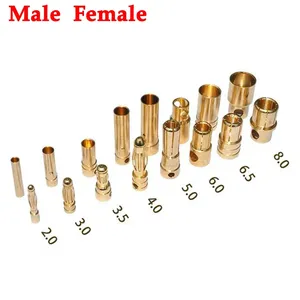 Copper Brushless Motor Banana Plug 2/3/3.5/4/5/5.5/6/8mm Gold Bullet Connector Plated For ESC Battery