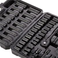 Ensemble de douilles à choc profondes et peu profondes à 6 et 12 pans de 3/8 pouce, 46 pièces, avec clé à cliquet à 72 dents, ensemble de douilles portable, boîte à douilles