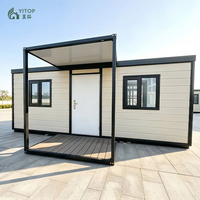 YITOP Fábrica China Casas Contenedor Plegables Expandibles de 20 y 30 pies, Casa de 2 Dormitorios con Techo Plano, Casa Pequeña, Casa Moderna Prefabricada de Acero